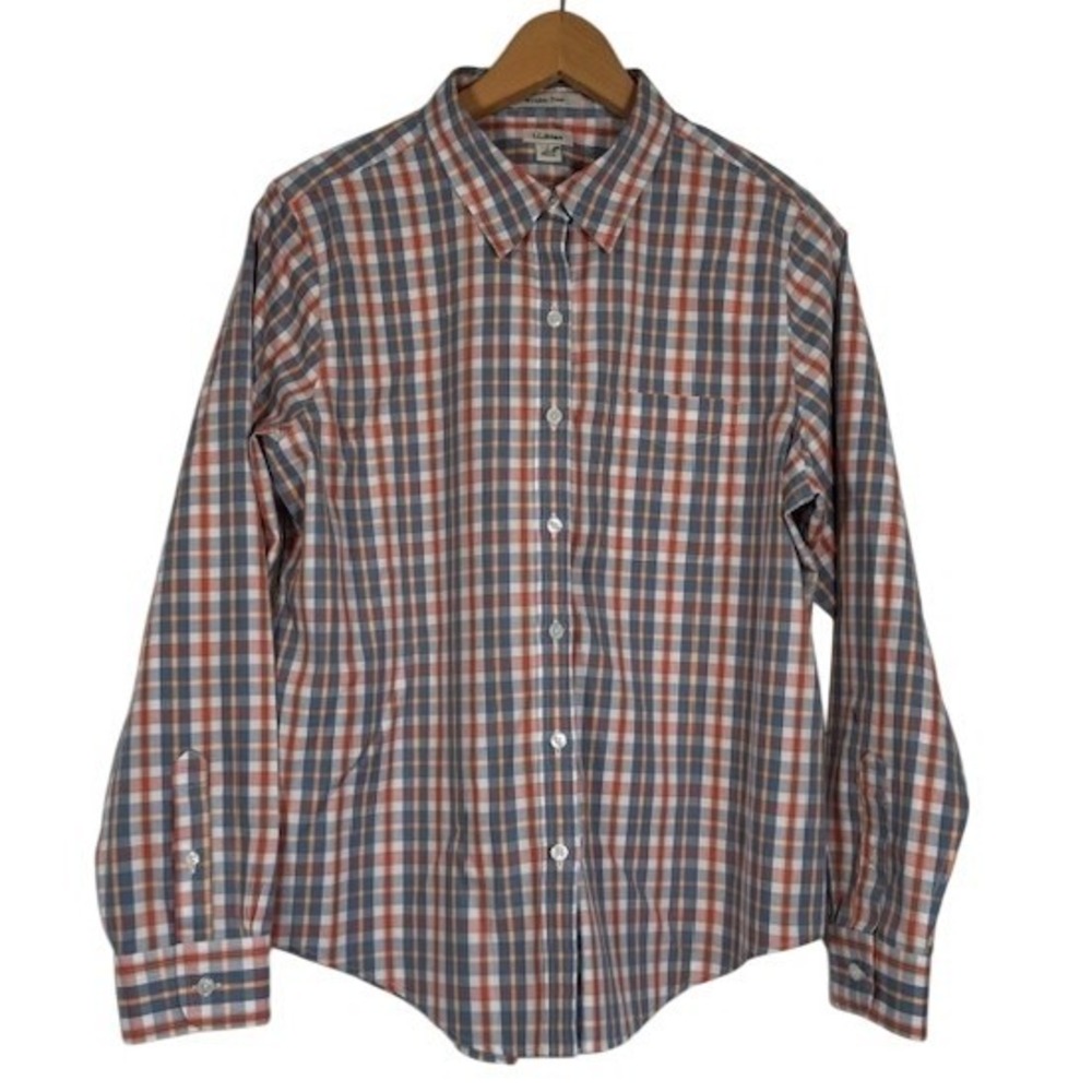 NWOT LL Bean Wrinkle‎ Free Plaid Button Down Shirt Women's Size Small Petite